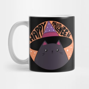 Happy halloween a Cute black cat wearing a witch hat Mug